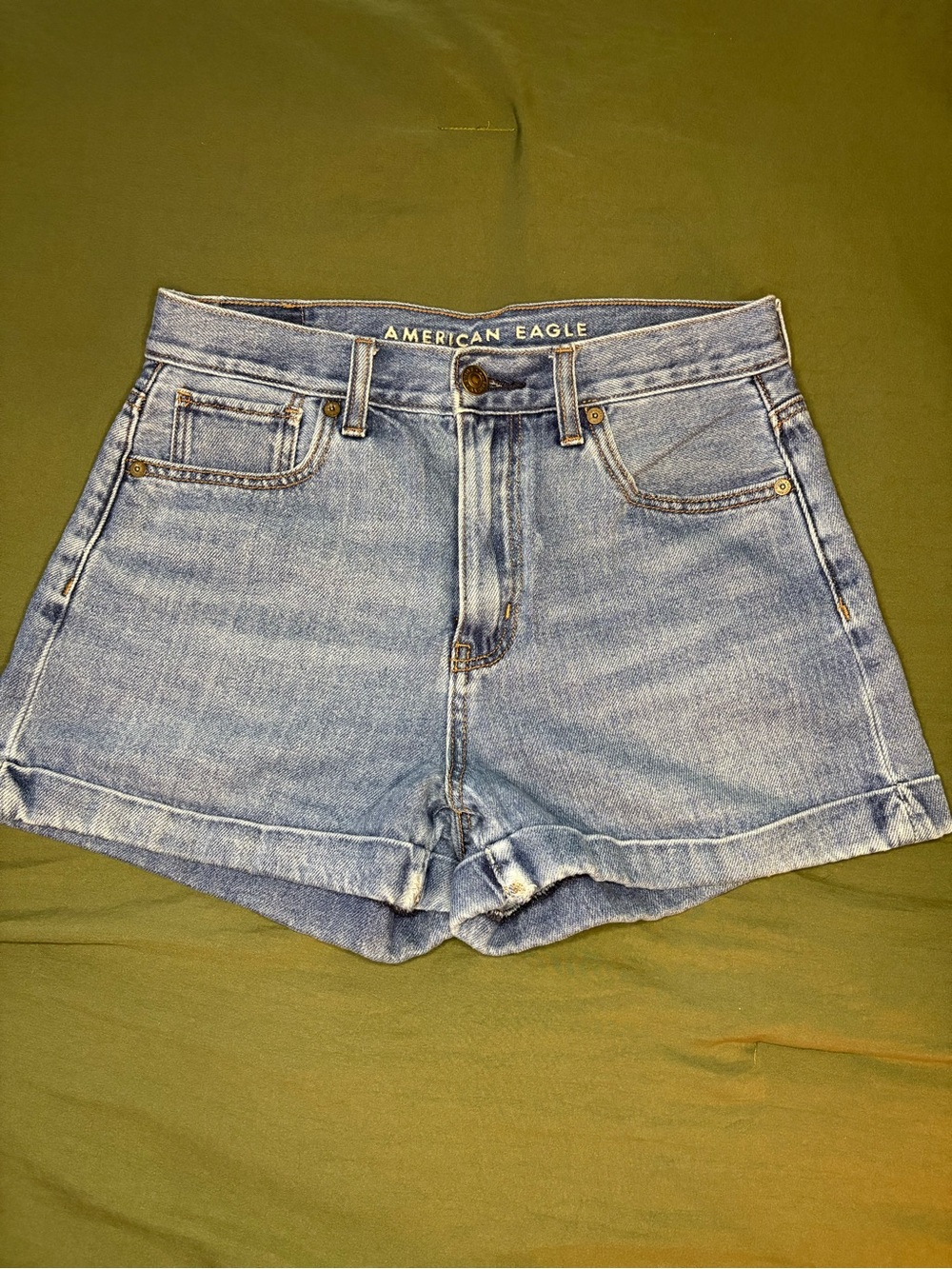American Eagle Outfitters Light Blue High-Rise Denim Shorts